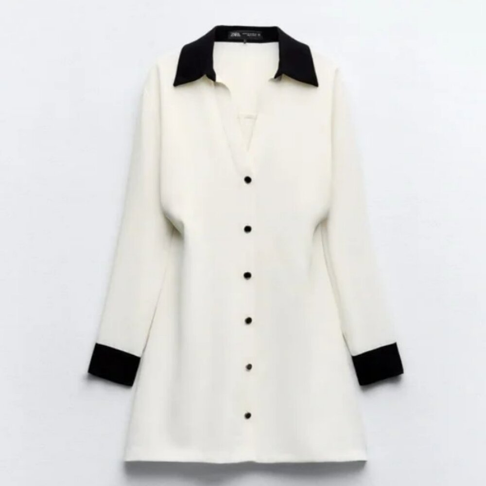 Zara Contrast Trim Mini Dress - Never Worn - Picture 4 of 6